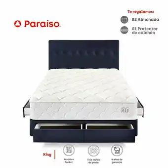 Tottus Dormitorio pocket max king con cajones - azul oferta