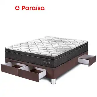 Tottus Cama pocket star 2 plazas con cajones - chocolate oferta