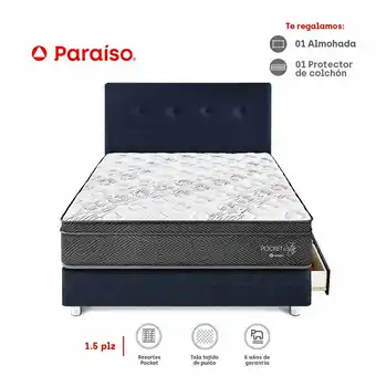 Tottus Dormitorio pocket star 1.5 plazas con cajones - azul oferta