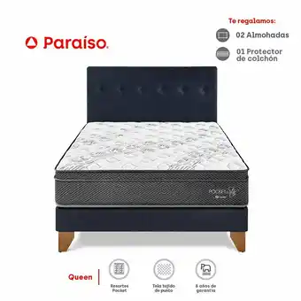 Tottus Dormitorio europeo pocket star queen- azul oferta