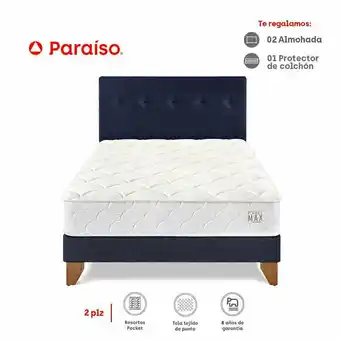 Tottus Dormitorio europeo pocket max 2 plazas- azul oferta