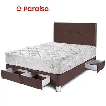 Tottus Dormitorio pocket max 2 plazas con cajones - chocolate oferta