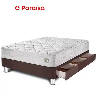 Tottus Cama pocket max 1.5 plazas con cajones - chocolate oferta