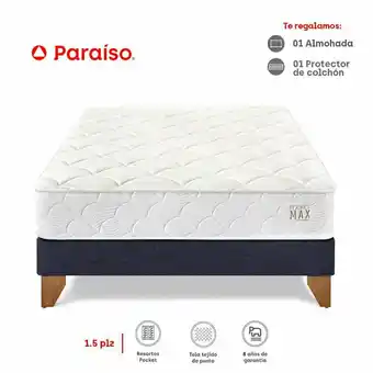 Tottus Cama europea pocket max 1.5 plazas- azul oferta