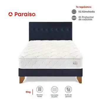 Tottus Dormitorio europeo pocket max king- azul oferta