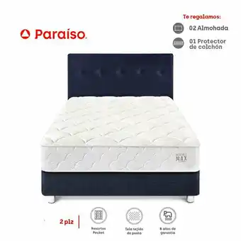 Tottus Dormitorio pocket max 2 plaza - azul oferta
