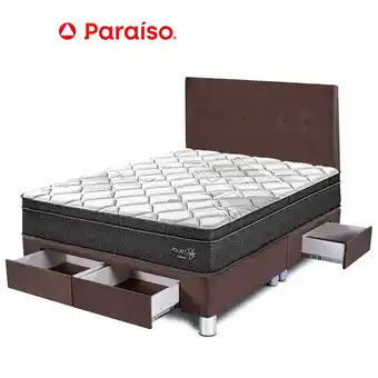 Tottus Dormitorio pocket star queen con cajones - chocolate oferta