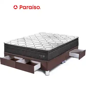 Tottus Cama pocket star queen con cajones - chocolate oferta
