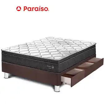 Tottus Cama pocket star 1.5 plazas con cajones - chocolate oferta