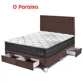 Tottus Dormitorio pocket star king con cajones - chocolate oferta