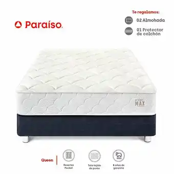 Tottus Cama pocket max queen - azul oferta