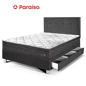 Tottus Dormitorio pocket star 1.5 plazas con cajones - charcoal oferta