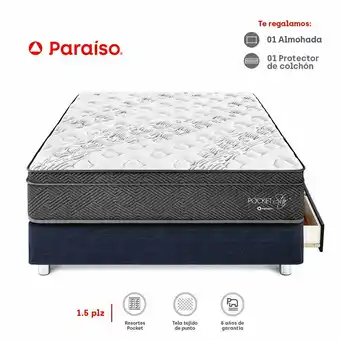 Tottus Cama pocket star 1.5 plazas con cajones - azul oferta