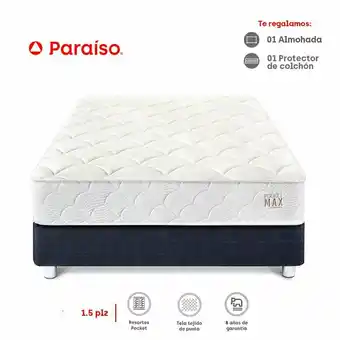 Tottus Cama pocket max 1.5 plaza - azul oferta