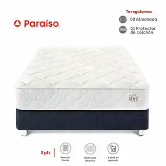Tottus Cama pocket max 2 plaza - azul oferta