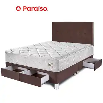 Tottus Dormitorio pocket max queen con cajones - chocolate oferta