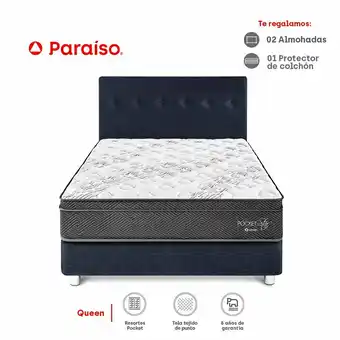 Tottus Dormitorio pocket star queen- azul oferta