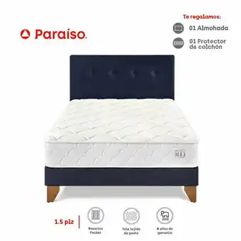 Tottus Dormitorio europeo pocket max 1.5 plazas- azul oferta