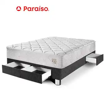 Tottus Cama pocket max 2 plazas con cajones - charcoal oferta