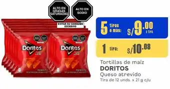 Makro Tortillas de maíz DORITOS Queso atrevido Tira de 12 unds. x 21 g c/u oferta