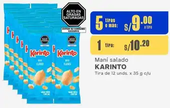 Makro Maní salado KARINTO Tira de 12 unds. x 35 g c/u oferta