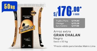 Makro Arroz extra GRAN CHALAN Negro Saco x 50 kg oferta