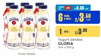 Makro Yogurt bebible GLORIA Und. x 500 g oferta