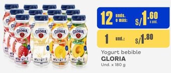 Makro Yogurt bebible GLORIA Und. x 180 g oferta