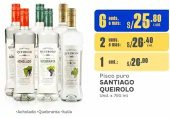 Makro Pisco puro SANTIAGO QUEIROLO Und. x 750 ml oferta