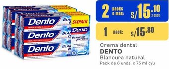 Makro Crema dental DENTO Blancura natural Pack de 6 unds. x 75 ml c/u oferta