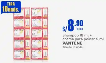 Makro Shampoo 18 ml + crema para peinar 9 ml PANTENE Tira de 10 unds. oferta