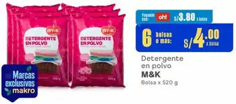 Makro Detergente en polvo M&K Bolsa x 520 g oferta