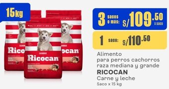 Makro Alimento para perros cachorros raza mediana y grande RICOCAN Carne y leche Saco x 15 kg oferta