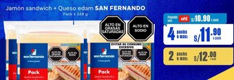 Makro Jamón sandwich + Queso edam SAN FERNANDO Pack x 338 g oferta