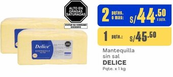 Makro Mantequilla sin sal DELICE Pqte. x 1 kg oferta