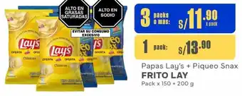 Makro Papas Lay's + Piqueo Snax FRITO LAY Pack x 150 + 200 g oferta