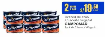 Makro Grated de atún en aceite vegetal CAMPOMAR Pack de 6 latas x 160 g c/u oferta