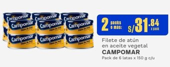 Makro Filete de atún en aceite vegetal CAMPOMAR Pack de 6 latas x 150 g c/u oferta