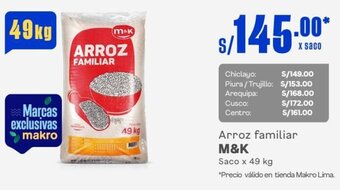 Makro Arroz familiar M&K Saco x 49 kg oferta