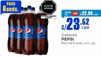 Makro Gaseosa PEPSI Pack de 6 unds. x 2 L c/u oferta