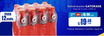 Makro Rehidratante GATORADE Pack de 12 unds. x 500 ml oferta