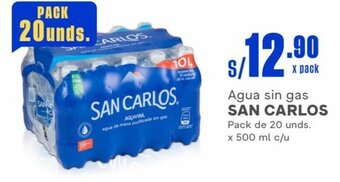 Makro Agua sin gas SAN CARLOS Pack de 20 unds. x 500 ml c/u oferta