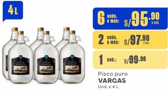 Makro Pisco puro VARGAS Und. x 4 L oferta