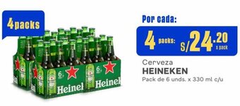 Cerveza HEINEKEN Pack de 6 unds. x 330 ml c/u