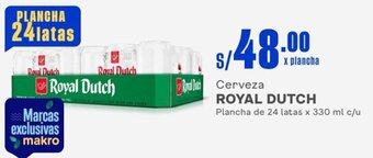 Makro Cerveza ROYAL DUTCH Plancha de 24 latas x 330 ml c/u oferta