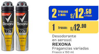 Makro Desodorante en aerosol REXONA Fragancias variadas Frasco x 150 ml oferta