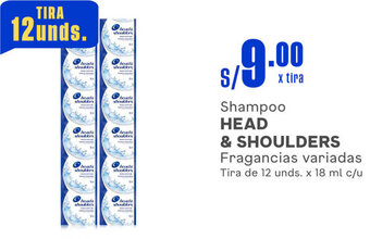 Makro Shampoo HEAD & SHOULDERS Fragancias variadas Tira de 12 unds. x 18 ml c/u oferta