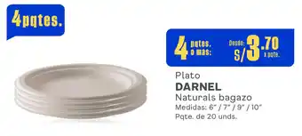 Makro Plato DARNEL Naturals bagazo Medidas: 6" / 7" / 9" / 10" Pqte. de 20 unds. oferta