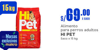 Makro Alimento para perros adultos HI PET Saco x 15 kg oferta