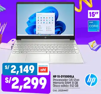 Plaza Vea HP 15-DY500OLA Procesador Ci5 12va Memoria RAM: 8 GB Disco sólido: 512 GB oferta